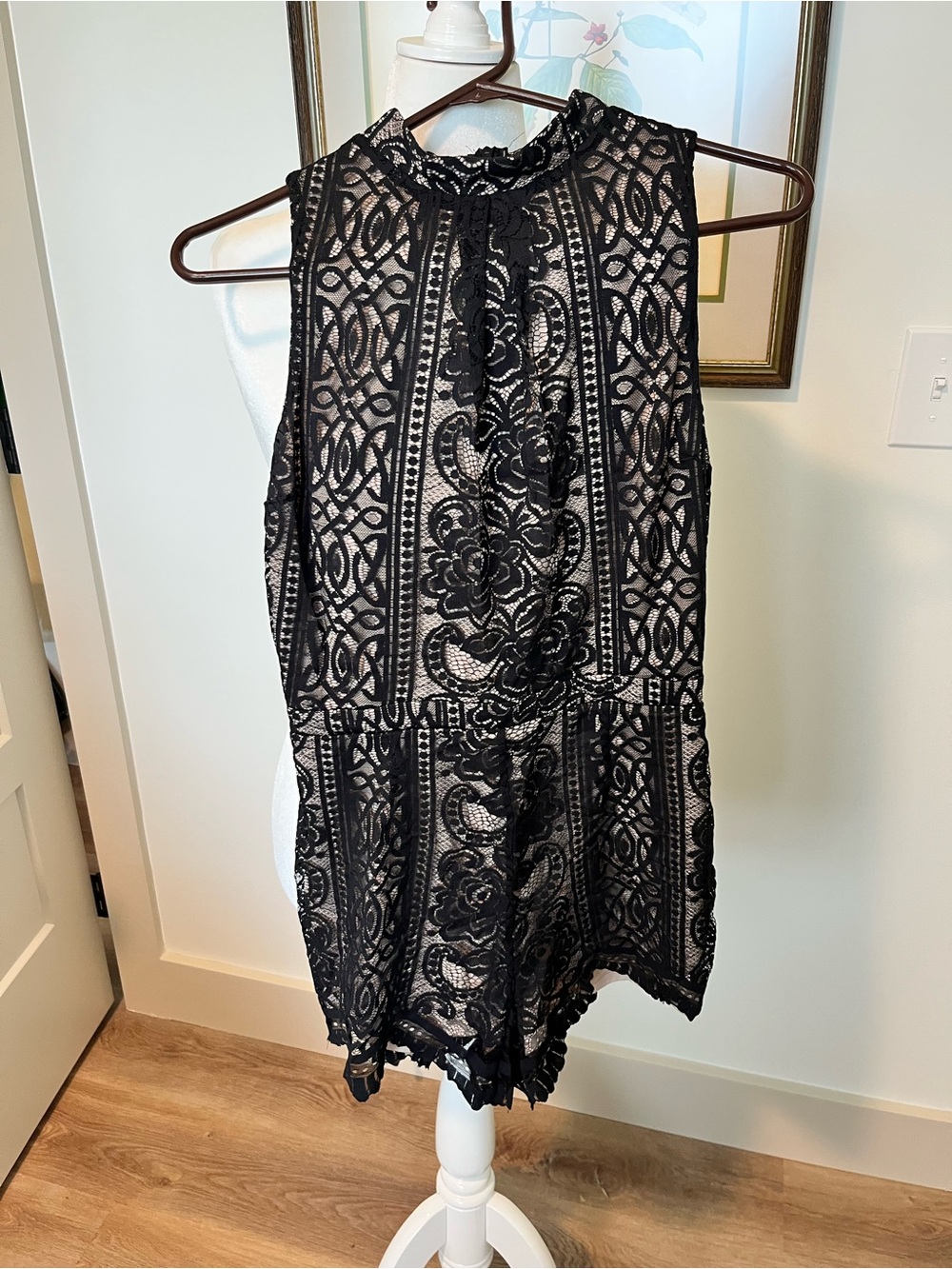 love, Fire Black Lace Overlay Romper
